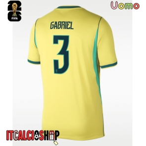 Brasile Gabriel Magalhaes #3 Prima Maglia Mondiali 2026 Manica Corta Brasile Gabriel Magalhaes #3 Prima Maglia Mondiali 2026 Manica Corta